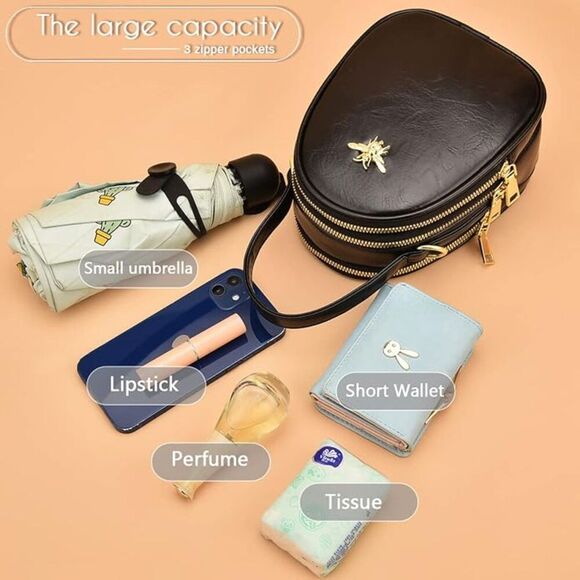 Women Black Gold Imported Faux Leather Stylish Small Crossbody Messenger Bags
